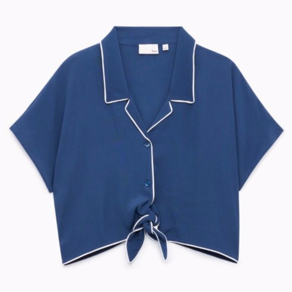 Wilfred Free Tie Front Top - Navy Blue (Size L) - Picture 1 of 1